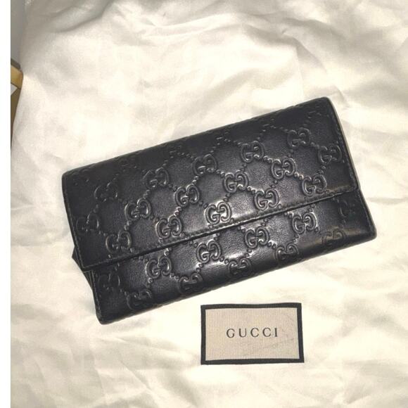 Gucci Handbags - Gucci Guccissima Black Leather Envelope Wallet